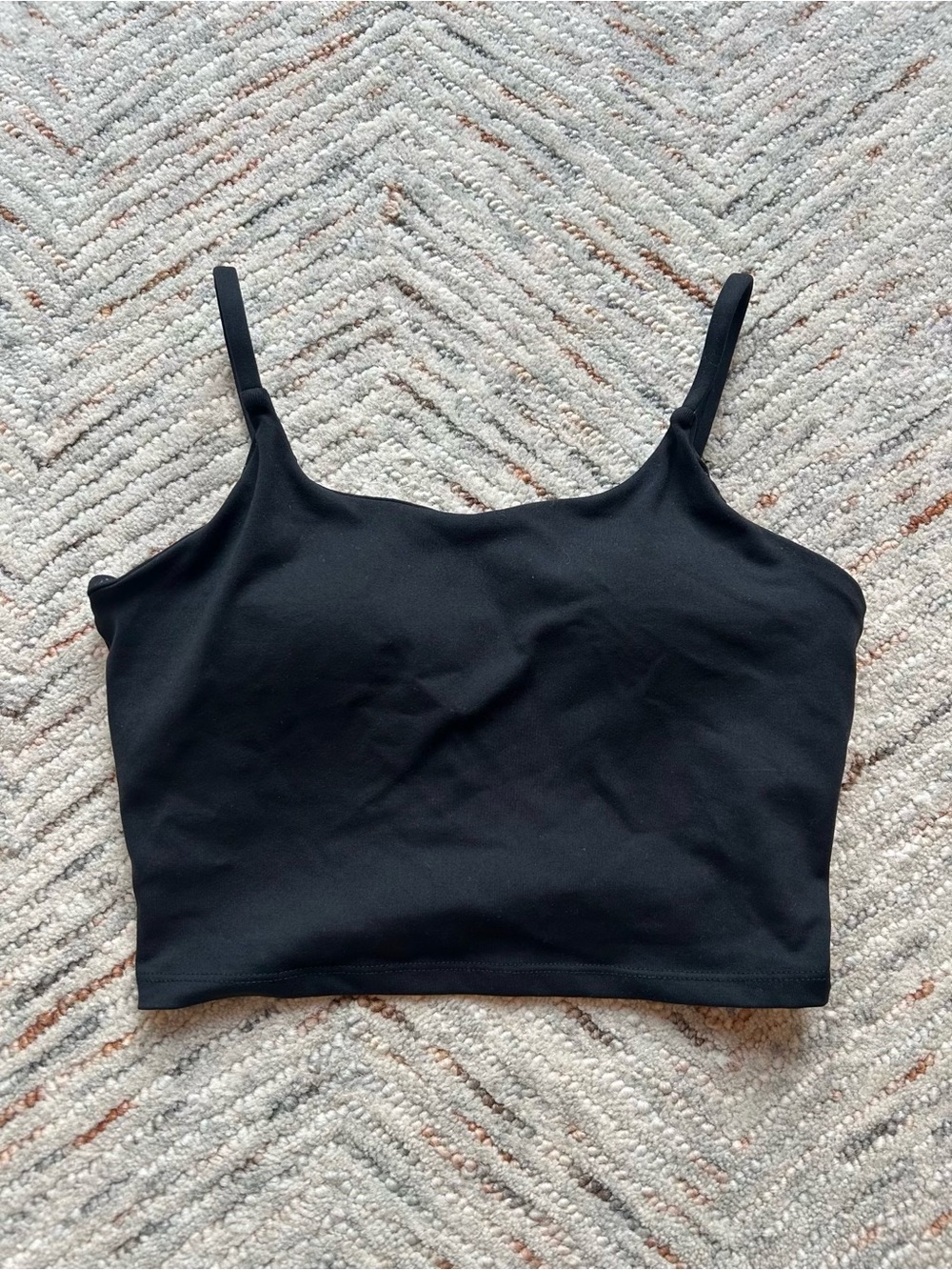 Black Cropped Tank Top With Built-In Bra